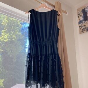 Women's Olive & Oak Black Dress with Elastic Waist and Polka Dot Cutouts, L